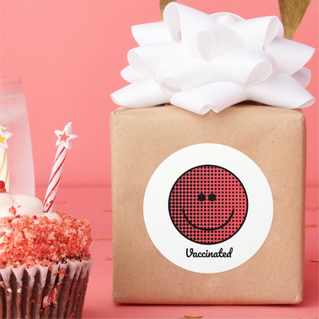 Sticker Rond Smile - Entièrement Vacciné - Vaccin Pro - Immune (Fête)