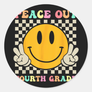 Sticker Rond Smile Face Peace Out 4ème Grade Cl De 2023