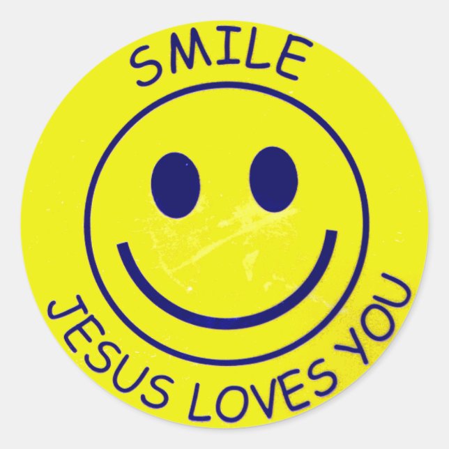 Sticker Rond Smile Jesus Loves You (Devant)