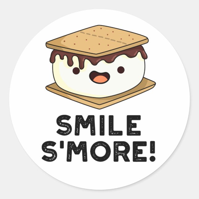 Sticker Rond Smile Smore Funny Sweet Food Pun (Devant)