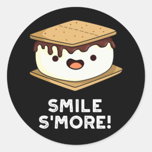 Sticker Rond Smile Smore Funny Sweet Food Pun Dark BG