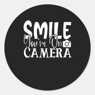 Sticker Rond Smile You On Camera