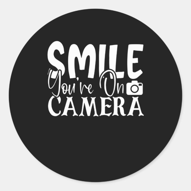 Sticker Rond Smile You On Camera (Devant)