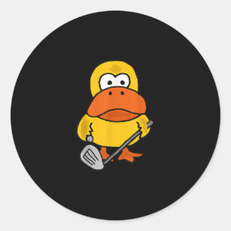 Sticker Rond Smiletodays Funny Duck Jouer au golf