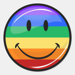 Sticker Rond Smiling Gay LGBT Pride Arc-en-ciel drapeau