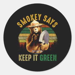Sticker Rond Smokey Dit Keep It Green Camping