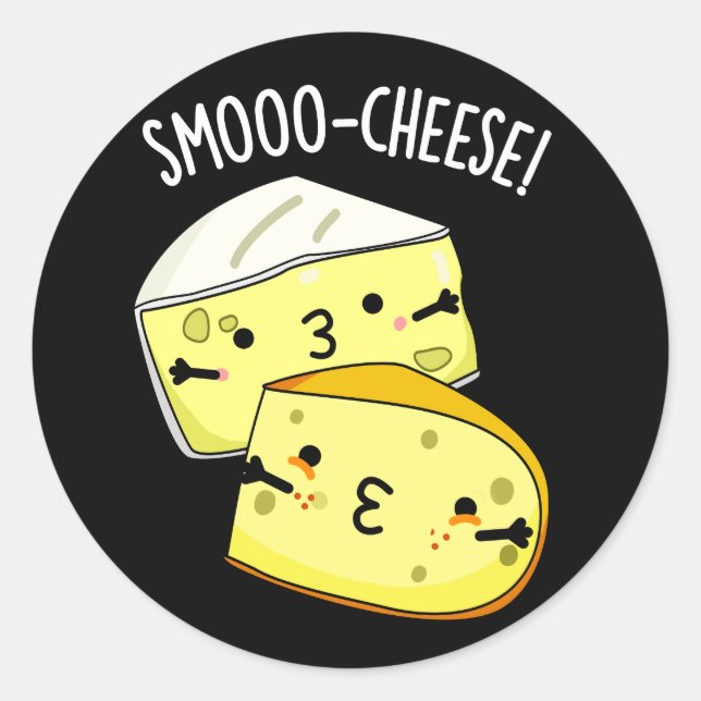 Sticker Rond Smoo-cheese Funny Cheese Pun Dark BG (Devant)