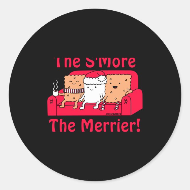 Sticker Rond Smore Merrier Cute Kids Cartoon Christmas  (Devant)