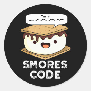 Sticker Rond Smores Code Funny Food Pun Dark BG