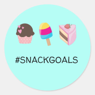 Sticker Rond #SNACKGOALS Cupcake Popsicle Cake Slice