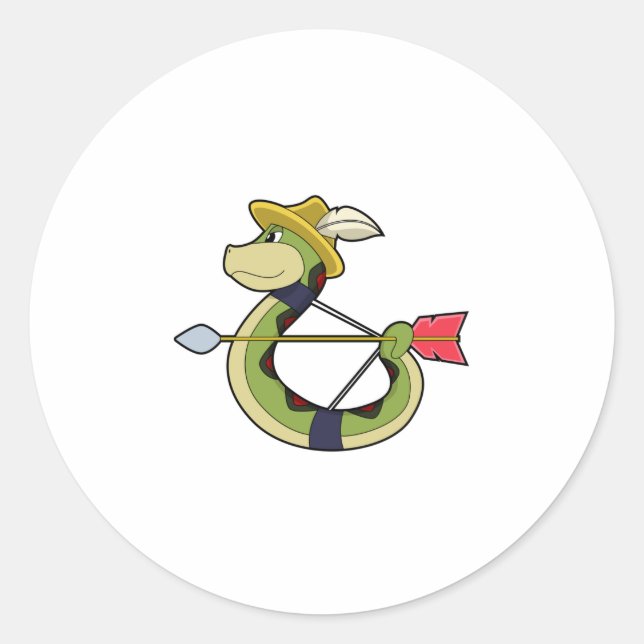 Sticker Rond Snake as Archer with Bow & Arrow (Devant)