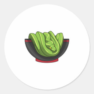 Sticker Rond Snake avec Ramen Bowl