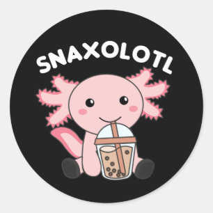 Sticker Rond Snaxolotl Axolotl Amateurs de thé à bulles Animaux