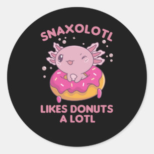 Sticker Rond Snaxolotl Axolotl Donut Amateurs de doux animaux