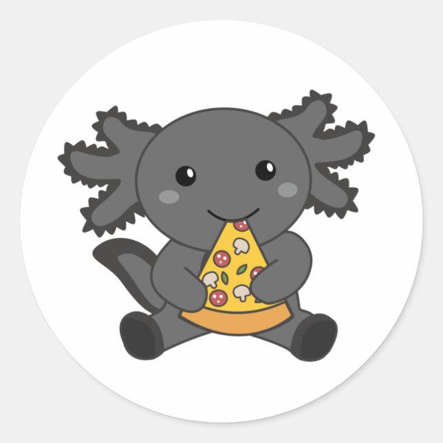 Sticker Rond Snaxolotl Axolotl Lover Animaux mignons Pizza Clas (Devant)