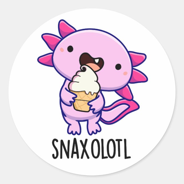 Sticker Rond Snaxolotl Funny Axolotl Pun (Devant)
