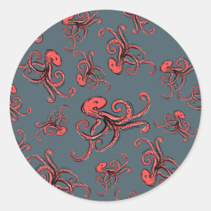 Sticker Rond Sneaky Octopus Pattern