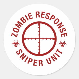 Sticker Rond Sniper Zombie