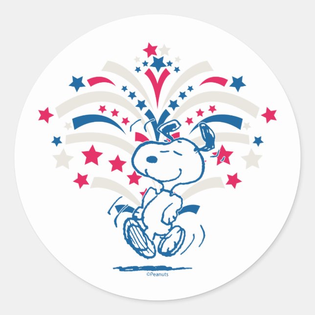 Sticker Rond Snoopy 4 juillet Danse (Devant)