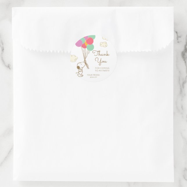 Sticker Rond Snoopy et Ballons Anniversaire (Sac)