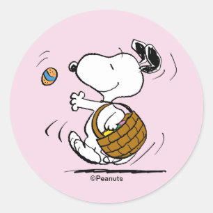 Sticker Rond Snoopy Pâques Beagle