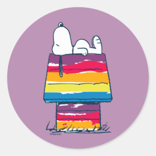 Sticker Rond Snoopy   Rainbow Dog House