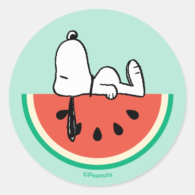 Sticker Rond Snoopy rêves de pastèque (Devant)