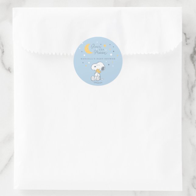 Sticker Rond Snoopy & Woodstock | Baby Shower en orbite (Sac)