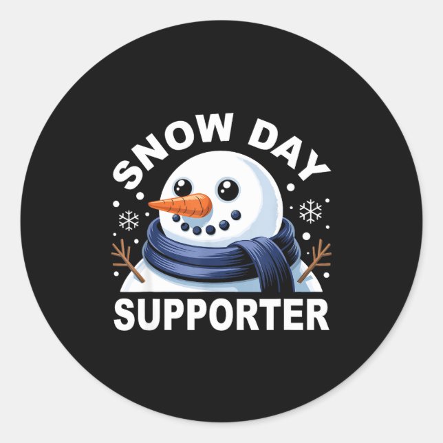 Sticker Rond Snow Day Suprter Fun Snowman Design For Winter Lov (Devant)