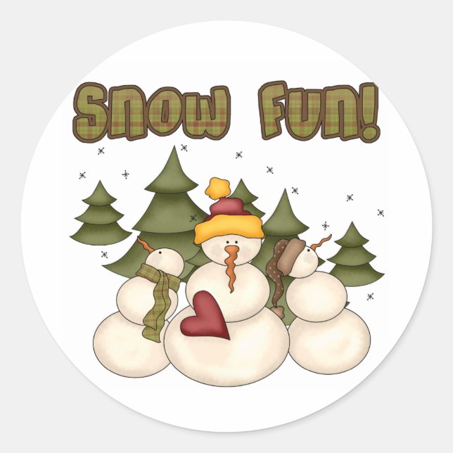Sticker Rond Snow Fun Deux T-shirts et cadeaux (Devant)