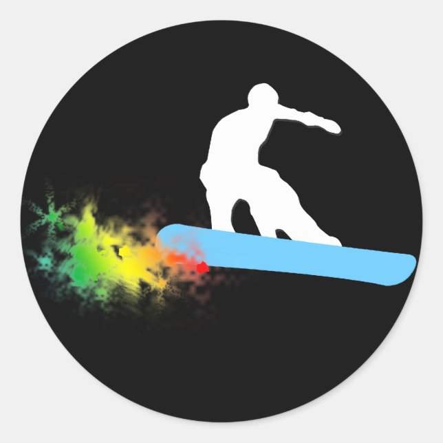 Sticker Rond snowboard. arc-en-ciel. (Devant)
