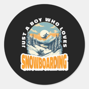 Sticker Rond Snowboard Boy Ventilateur De Neige Snowboard Ski M