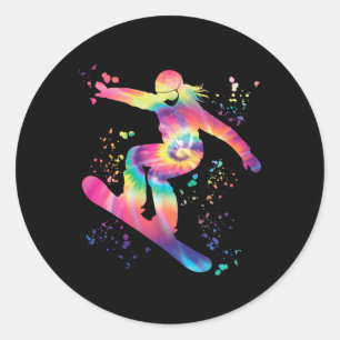 Sticker Rond Snowboard coloré Snowboard Snowboard