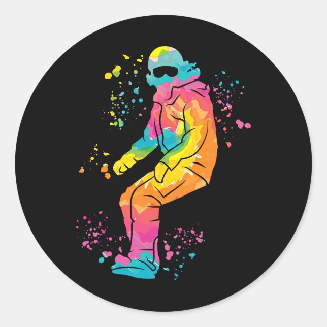 Sticker Rond Snowboard coloré Snowboard Snowboard 19 (Devant)