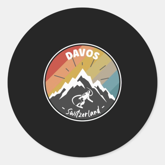 Sticker Rond Snowboard Davos Suisse (Devant)