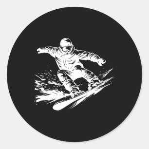Sticker Rond Snowboard Dessin Snowboard Slope