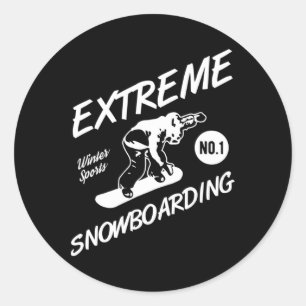 Sticker Rond Snowboard Extreme Snowboard Sports d'hiver Sno