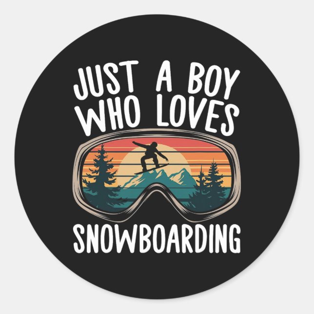 Sticker Rond Snowboard Goggets Mountain Snowboard Boys Hommes S (Devant)