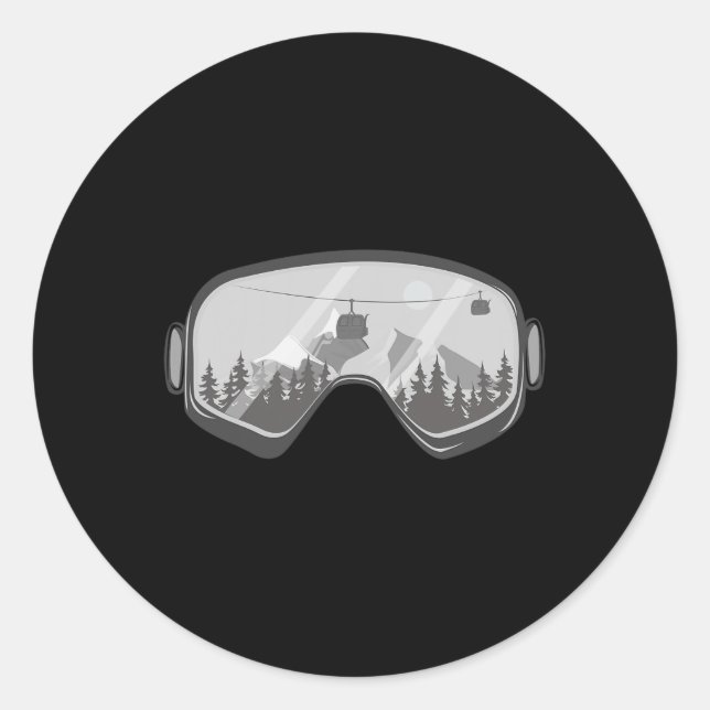 Sticker Rond Snowboard Goggings Snowboard Snow Winter Snowboa (Devant)