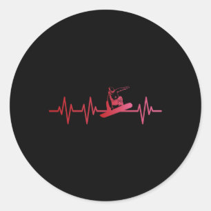 Sticker Rond Snowboard Heartbeat 80s 90s Retro Winter Snowboard