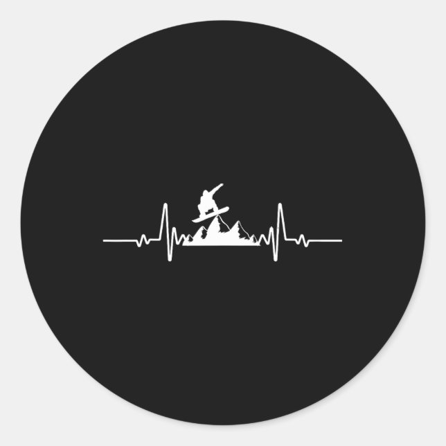 Sticker Rond Snowboard Heartbeat Snowboarder Fréquence Pulse Sp (Devant)