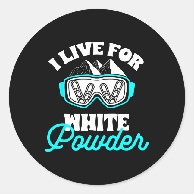 Sticker Rond Snowboard Je Vis Pour White Powder Snowboard Gog (Devant)