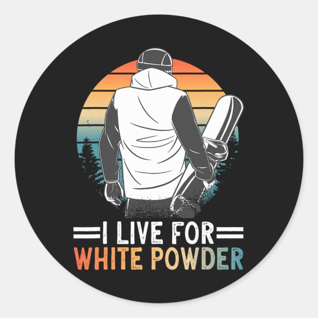 Sticker Rond Snowboard Je Vis Pour White Powder Snowboard Gog (Devant)