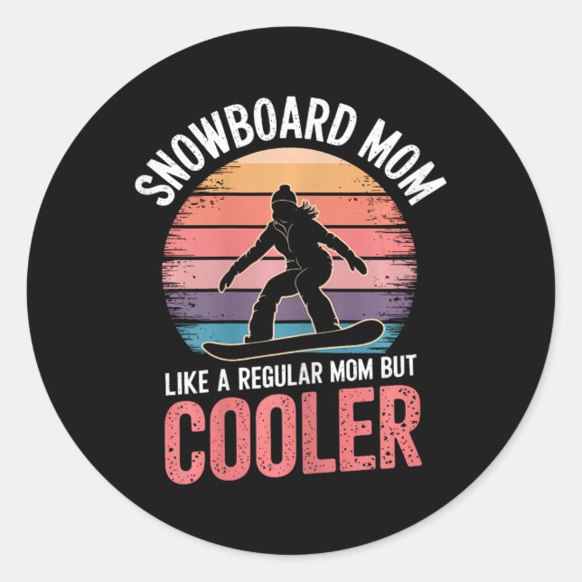 Sticker Rond Snowboard Maman Cool Mère Snowboard 1 (Devant)