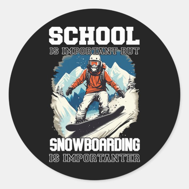 Sticker Rond Snowboard Mountains Vacances Neige Snowboard Ski (Devant)