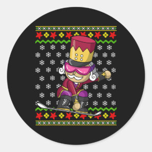 Sticker Rond Snowboard Nutcracker Snowboard Laid Noël S