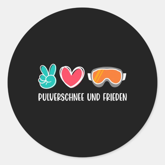 Sticker Rond Snowboard Poudre Neige Et Paix Drôle Snowboard (Devant)