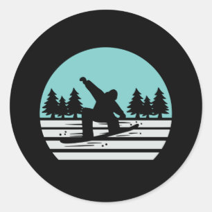 Sticker Rond Snowboard Retro Vintage
