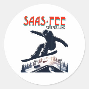 Sticker Rond Snowboard Saas-fee Suisse