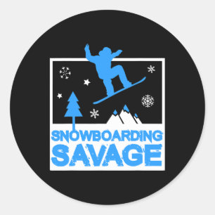 Sticker Rond Snowboard Savage Enfants Cool Jeunes Freestyle Nei
